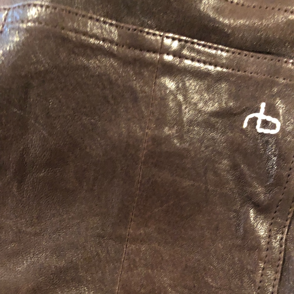 Rag & Bone Leather Skinny Jeans - Burgundy - Picture 3 of 5